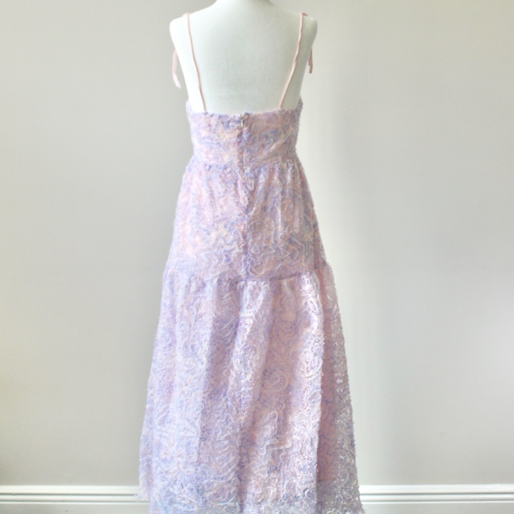 Vestique Pink Purple Textured Sleeveless Square Coquette Fairy Maxi Dress Small - Picture 7 of 8